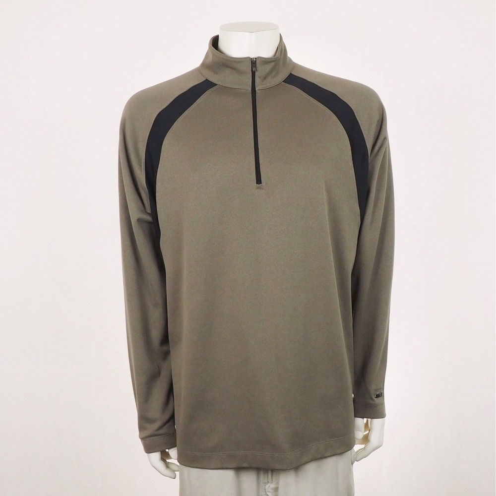Tiger Woods Collection Nike Fit Dry 1/4-Zip Golf Pullover Shirt Mens Sz XL Brown